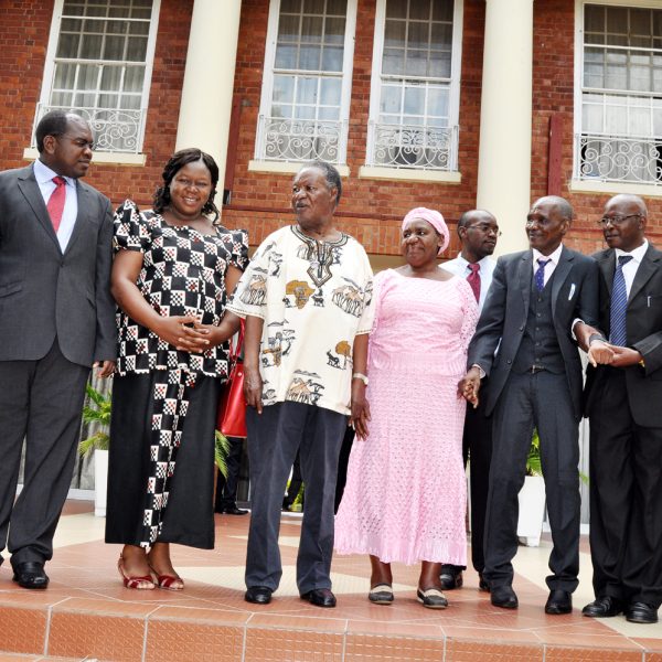 Health deputy minister Chitalu Chilufya and his family members, deputy minister  with President Michael Sata and Vice-President Dr Guy Scott  after his  swearing-in-Ceremony  at State House on December 2,2013 -Picture by THOMAS NSAMA